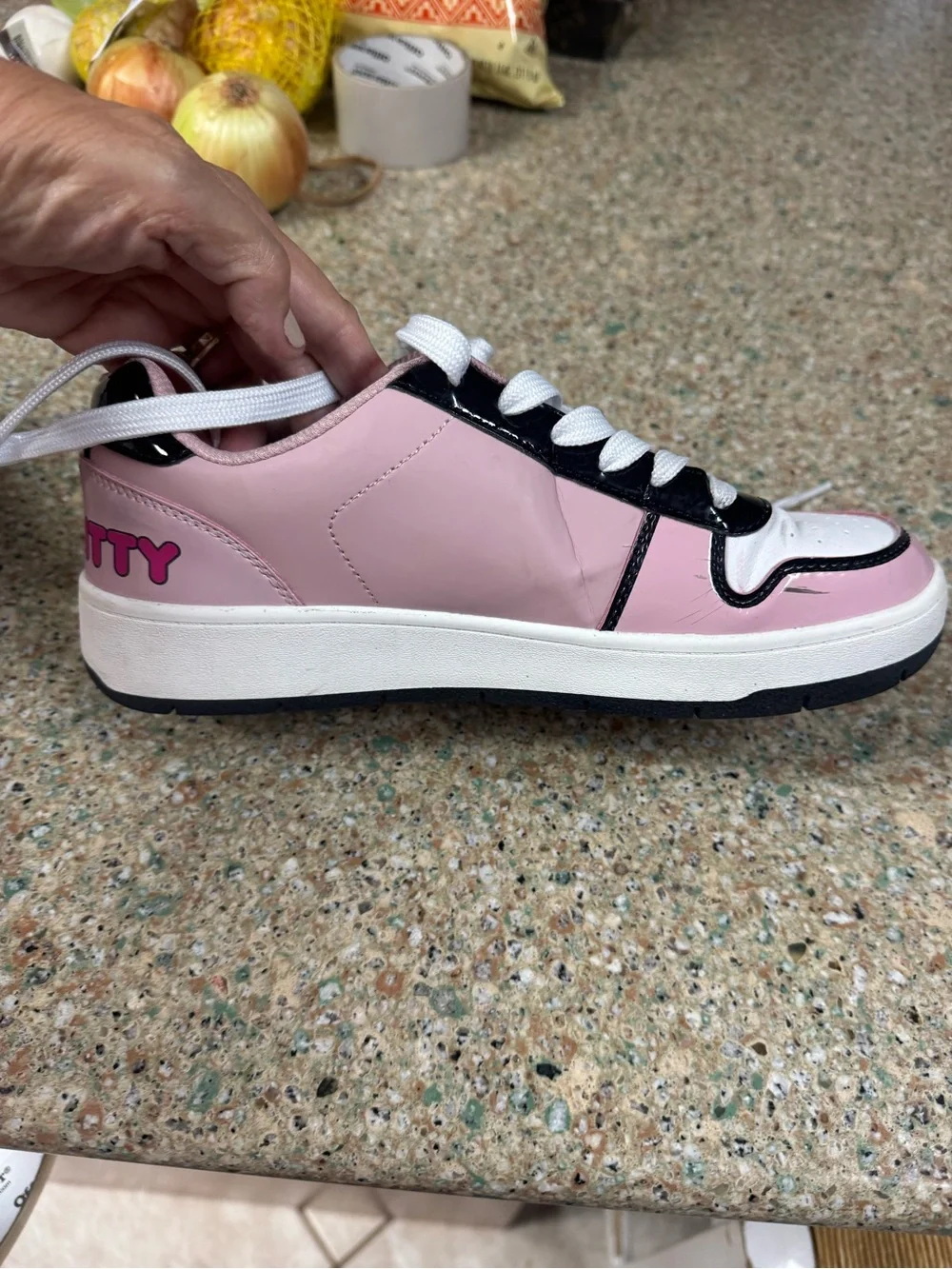 Hello Kitty Pink Womens 9 Lace-Up Sneakers